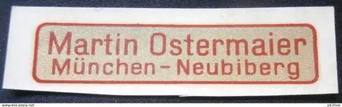 alter Wasserabzieher / Aufkleber - Martin Ostermaier in München Neubiberg , Werkstatt , Autohaus - Reklame , Werbung !!