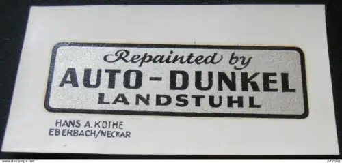 alter Wasserabzieher / Aufkleber - Auto-Dunkel in Landstuhl , Werkstatt , Autohaus - Reklame , Werbung , Oldtimer !!