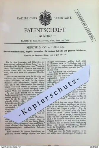 original Patent - Reinicke & Co , Halle / Saale | 1884 | Gerstenwaschmaschine | Gerste | Getreide - Waschmaschine | Malz