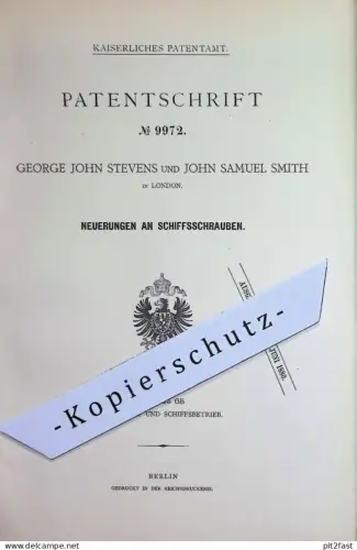 original Patent - George John Stevens , John Samuel Smith , London , England | 1879 | Schiffsschraube | Schiff , Schiffe