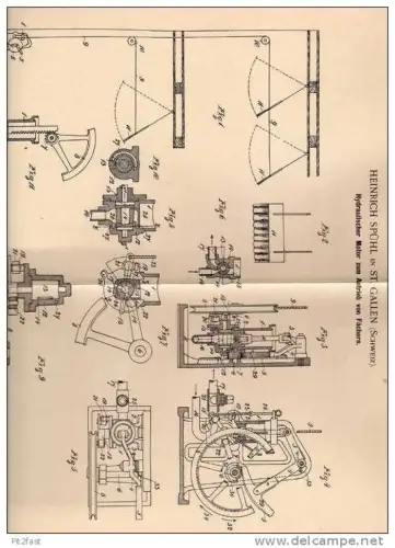 Original Patentschrift - H. Spühl in St. Gallen , 1900 , hydr. Motor für Fächer !!!