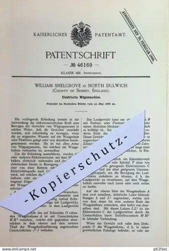 original Patent - William Snelgrove , North Dulwich , Surrey , England | 1888 | Elektrische Wägemaschine | Waage