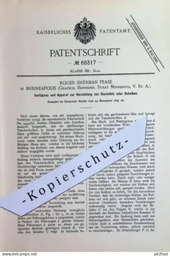 original Patent - Roger Sherman Pease , Minneapolis , Hennepin , Minnesota , USA | 1891 | Glastafeln o. Scheiben | Glas
