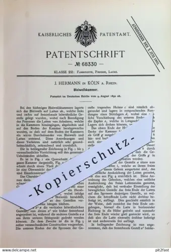 original Patent - J. Hermann , Köln / Rhein | 1892 | Bleiweißkammer | Bleiweiß - Kammer | Weiß , Farbe , Farben , Lack