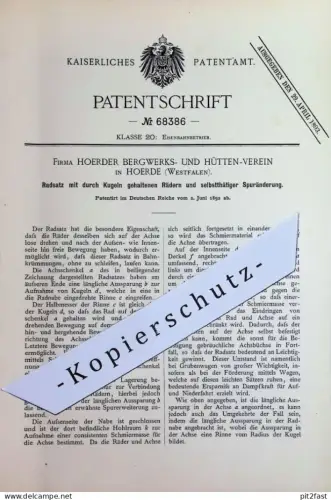 original Patent - Hoerder Bergwerks- u. Hütten Verein , Hoerde , Westfalen | 1892 | Radsatz | Rad , Räder , Eisenbahn !!