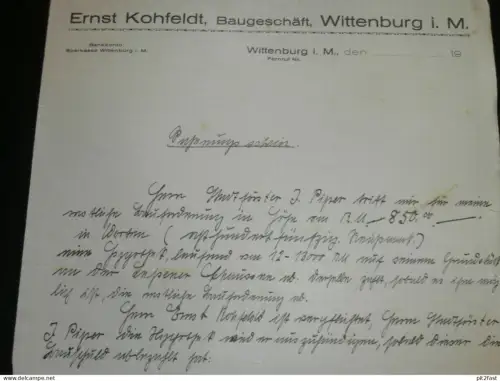 Baugeschäft Ernst Kohfeldt in Wittenburg i. Mecklenburg , 1931 , alte Rechnung , Dokument !!