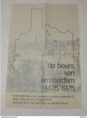 großes altes Plakat / Poster - Ausstellung - de Beurs van Amsterdam 1475-1975 , Museum , ca. 850x570 mm !!!
