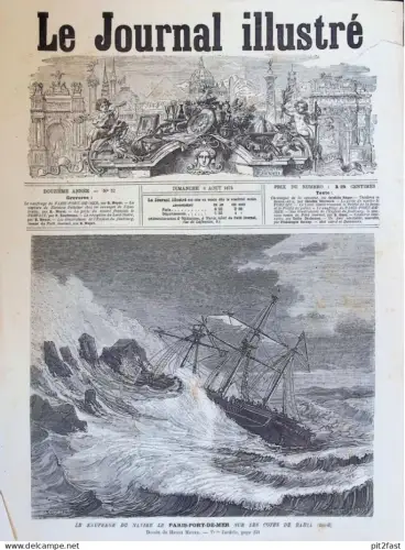 Graphic / Illustration - 1875 , Paris Port de Mer sur les Cotes de Bahia , Le Journal Illustré , Titelblatt !!!