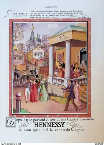 große Graphic / Illustration - En Russie - 17.09.1825 , Hennessy Cognac , Russland , Russia , Rußland !!!