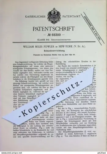original Patent - William Miles Fowler , New York , USA | 1892 | Schankvorrichtung | Ausschank | Zapfanlage , Bierfass !