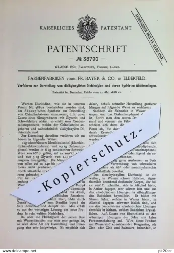 original Patent - Farbenfabriken vorm. Fr. Bayer & Co. , Elberfeld | 1886 | dialkyloxierte Dichinoyle | Skraup | Chemie