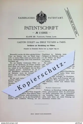original Patent - Gaston Collet , Emile Viltard , Paris , Frankreich | 1899 | Herst. von Flitter | Metall , Emaille !