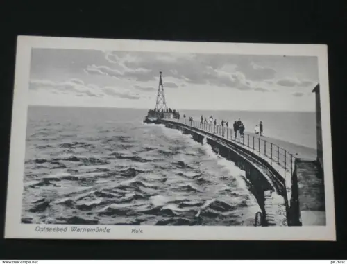 Warnemünde b. Rostock i. Mecklenburg , ca. 1930 , Mole , Ansichtskarte , AK , CPA !!