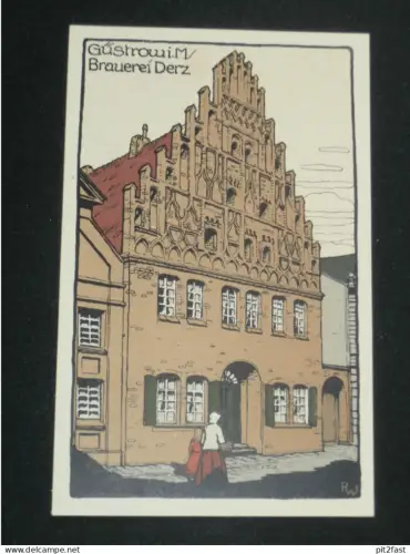 Brauerei Derz in Güstrow i. Mecklenburg , ca. 1910 , Ansichtskarte , AK , CPA !!
