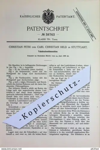 original Patent - Christian Petri , Carl Christian Held , Stuttgart 1886 | Tabakschneidmaschine | Tabak Schneidmaschine