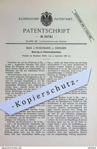 original Patent - Max J. Normann , Dresden | 1886 | Klee - Dreschmaschinen | Drescher , Traktor , Landwirtschaft