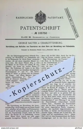 original Patent - George Sauter , Berlin / Charlottenburg | 1897 | Aufrollen von Fournier für Fassmantel | Holz - Fass