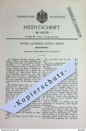 original Patent - Thomas Archibald Aiton , Berlin | 1898 | Markenaufkleber | Aufkleber , Etikett , Reklame , Schild !!