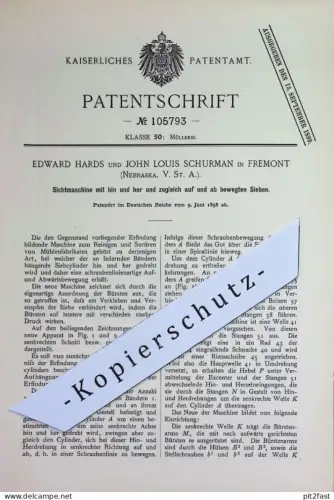 original Patent - Edward Hards , John Louis Schurman , Fremont , Nebraska , USA | 1898 | Sichtmaschine | Mühle , Mühlen