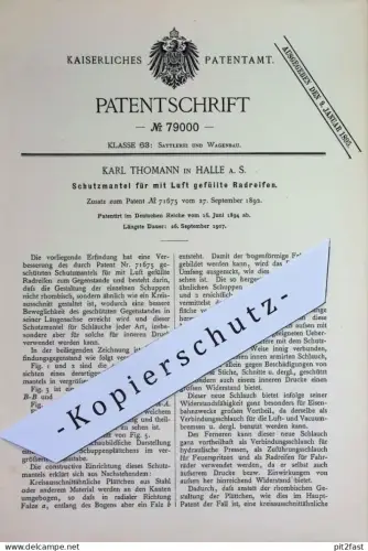 original Patent - Karl Thomann , Halle a. S. | 1894 | Schutzmantel für Luft - Radreifen | Reifen , Luftreifen | Rad !