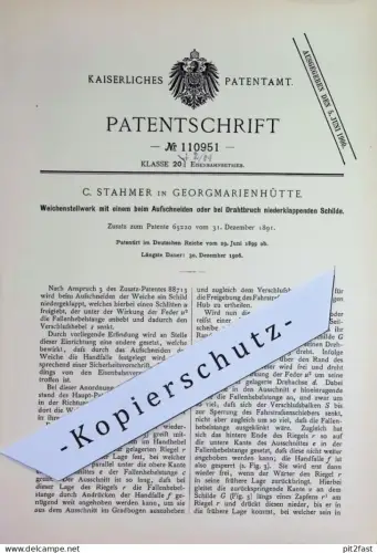 original Patent - C. Stahmer , Georgmarienhütte | 1899 | Weichenstellwerk | Weichen - Stellwerk | Eisenbahn , Bahn