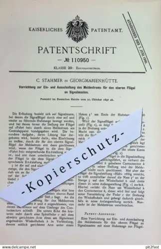 original Patent - C. Stahmer , Georgmarienhütte | 1897 | Eisenbahn - Signalmast | Signal , Bahn , Strom , Ampel