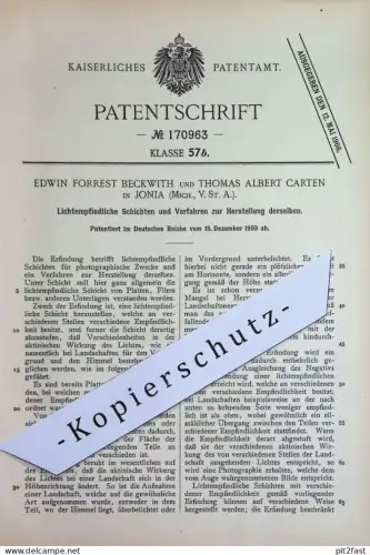 original Patent - Edwin Forrest Beckwith , Thomas Albert Carten , Jonia Michigan USA | 1903 | Kamera , Photography