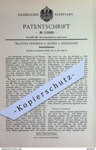 original Patent - Walther Friedrich , Hilden / Düsseldorf | 1899 | Riemenfallhammer | Riemen - Fallhammer | Metall !!