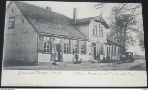 Techow b. Heiligengrabe , 1903 , Hotel und Restaurant "Zur Post" , Gashof , Hermann Abel , alte Ansichtskarte , AK , CPA