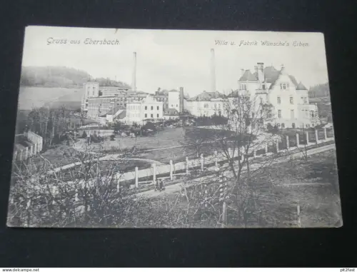 Ebersbach , 1915 , Villa und Fabrik Wünsche , Neugersdorf , alte Ansichtskarte , AK , CPA !