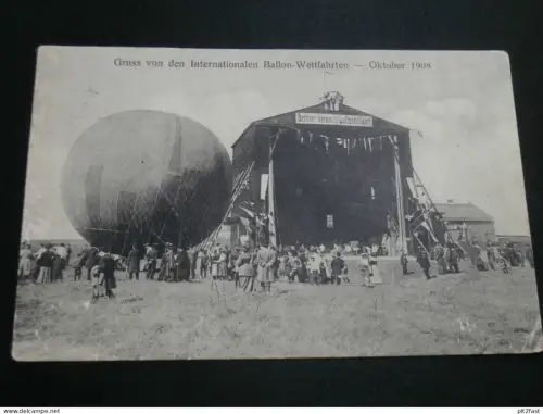 Verein für Luftschifffahrt Berlin , Ballon Wettfahren Oktober 1908 , Luftschiff , alte Ansichtskarte , AK , CPA !!