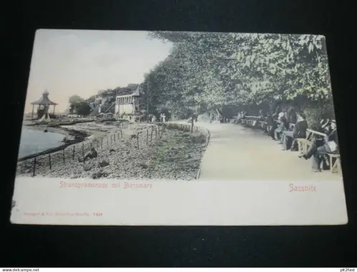 Strandpromenade Bieramare in Sassnitz , 1908 , mit Stempel Stubbenkammer Rügen , alte Ansichtskarte , AK , CPA !!