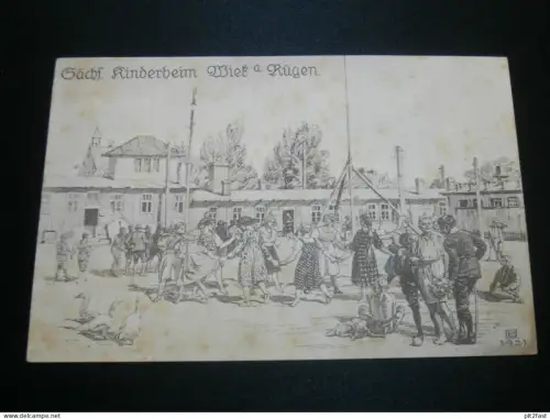 Sächs. Kinderheim Wiek a. Rügen , 1921 , alte Ansichtskarte , AK , CPA !!