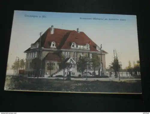 Uerdingen a. Rh. b. Krefeld , Restaurant Rheingold am Hafen , ca. 1915 , alte Ansichtskarte , AK , CPA !!