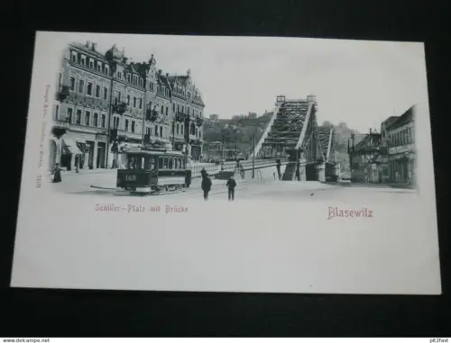Schillerplatz mit Brücke in Dresden Blasewitz , ca. 1905 , Strassenbahn , alte Ansichtskarte , AK , CPA !!