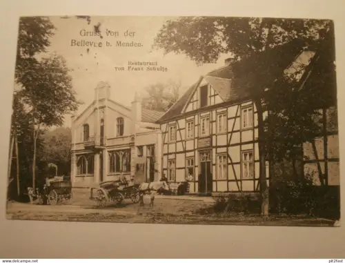 Bellevue b. Menden , 1907 , Iserlohn , Franz Schulte - Gasthof , Restaurant , Ansichtskarte , AK , CPA !!