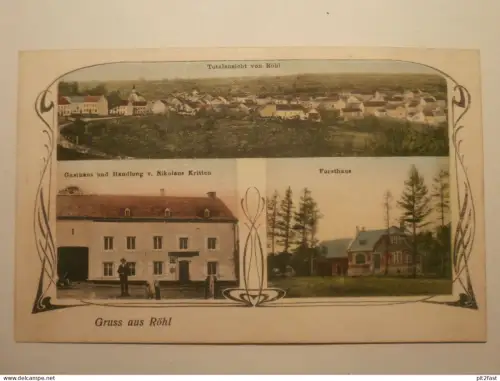 Röhl b. Bitburg , 1914 ,  Nikolaus Kritten - Gasthof , Restaurant , Ansichtskarte , AK , CPA !!