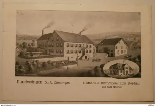 Hundersingen O./A. - Riedlingen , 1926 Brauerei zum Storchen, Bier , Stoerkle Gasthaus , Restaurant , Ansichtskarte , AK
