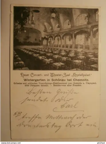Chemnitz - Krystallpalast - Theater-Saal , 1900 , Wintergarten , Restaurant , Ansichtskarte , AK !