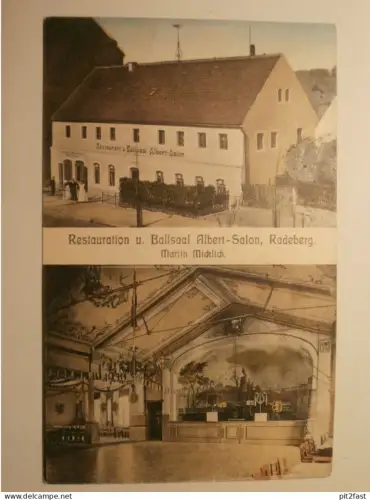 Radeberg - Restauration und Ballsaal Martin Micklich , 1911 , Albert-Salon , Gasthof , Restaurant , Ansichtskarte , AK !