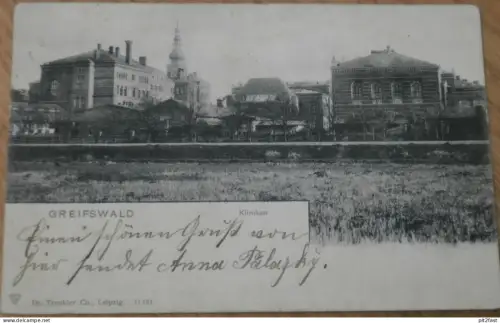 Kliniken in Greifswald , 1902 , Klinik , Krankenhaus , Mecklenburg , alte Ansichtskarte , AK !!
