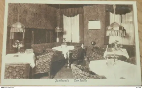Gaststätte zu Hütte in Greifswald , 1932 , Rückforth , Gasthof , Restaurant , Mecklenburg , alte Ansichtskarte , AK !!