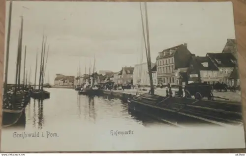 Hafenpartie in Greifswald , ca. 1905 , Hafen , Mecklenburg , alte Ansichtskarte , AK !!