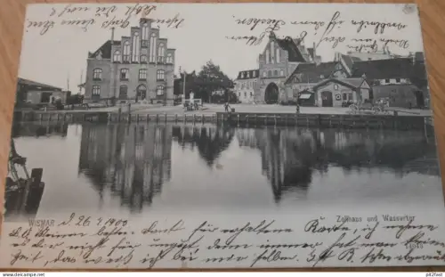 Zollhaus und Wassertor in Wismar , 1905 , Mecklenburg , alte Ansichtskarte , AK !!