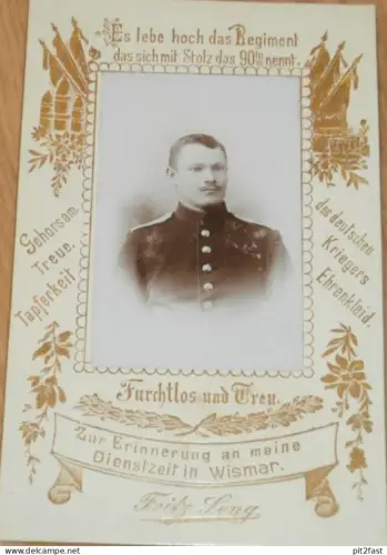 Füsilier-Regiment 90 in Wismar - 1899 , Furchtlos und Treu , Fritz Leng , Mecklenburg , Kabinett-Foto !!