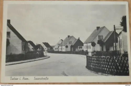 Saarstraße in Tutow i. Pom , ca. 1935 , Mecklenburg , AK , alte Ansichtskarte !!