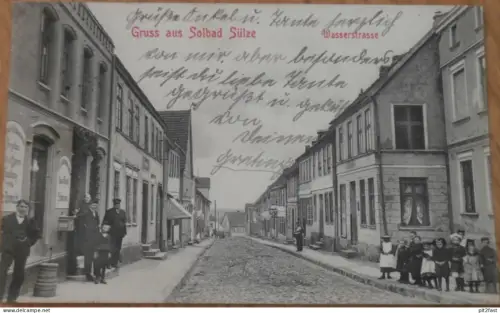 Wasserstrasse in Solbad Sülze , 1911 , Mecklenburg , AK , alte Ansichtskarte !!