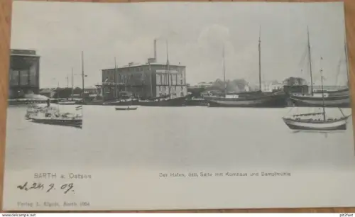Kornhaus und Dampfmühle in Barth a. Ostsee , 1904 , Mecklenburg , AK , alte Ansichtskarte !!