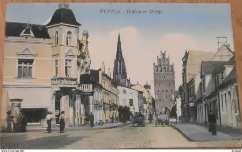 Anklamer Straße in Demmin , 1918 , Hotel zur Reichspost , Mecklenburg , AK , alte Ansichtskarte !!