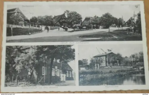 Neschow b. Carlow , 1938 , Gasthaus , Mühle Panorama , Rehna , Mecklenburg , AK , alte Ansichtskarte !!